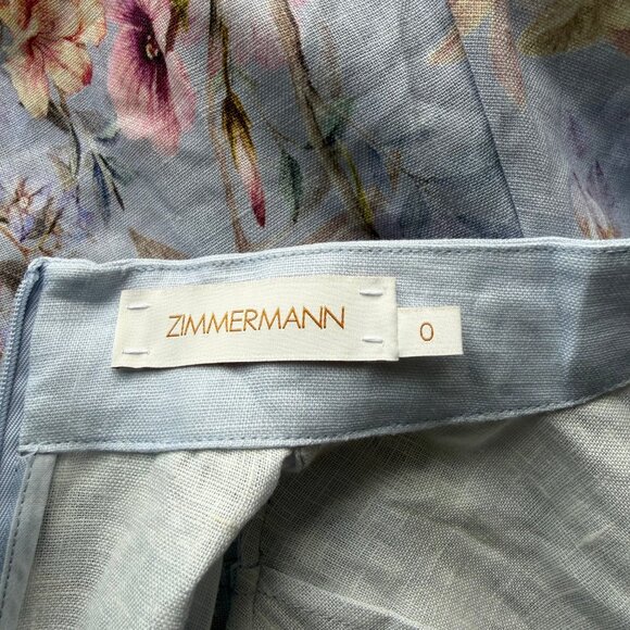 NWOT ！Zimmermann Linen Rebellion Floral Mini Dress- Size 0/US4 - Picture 9 of 10